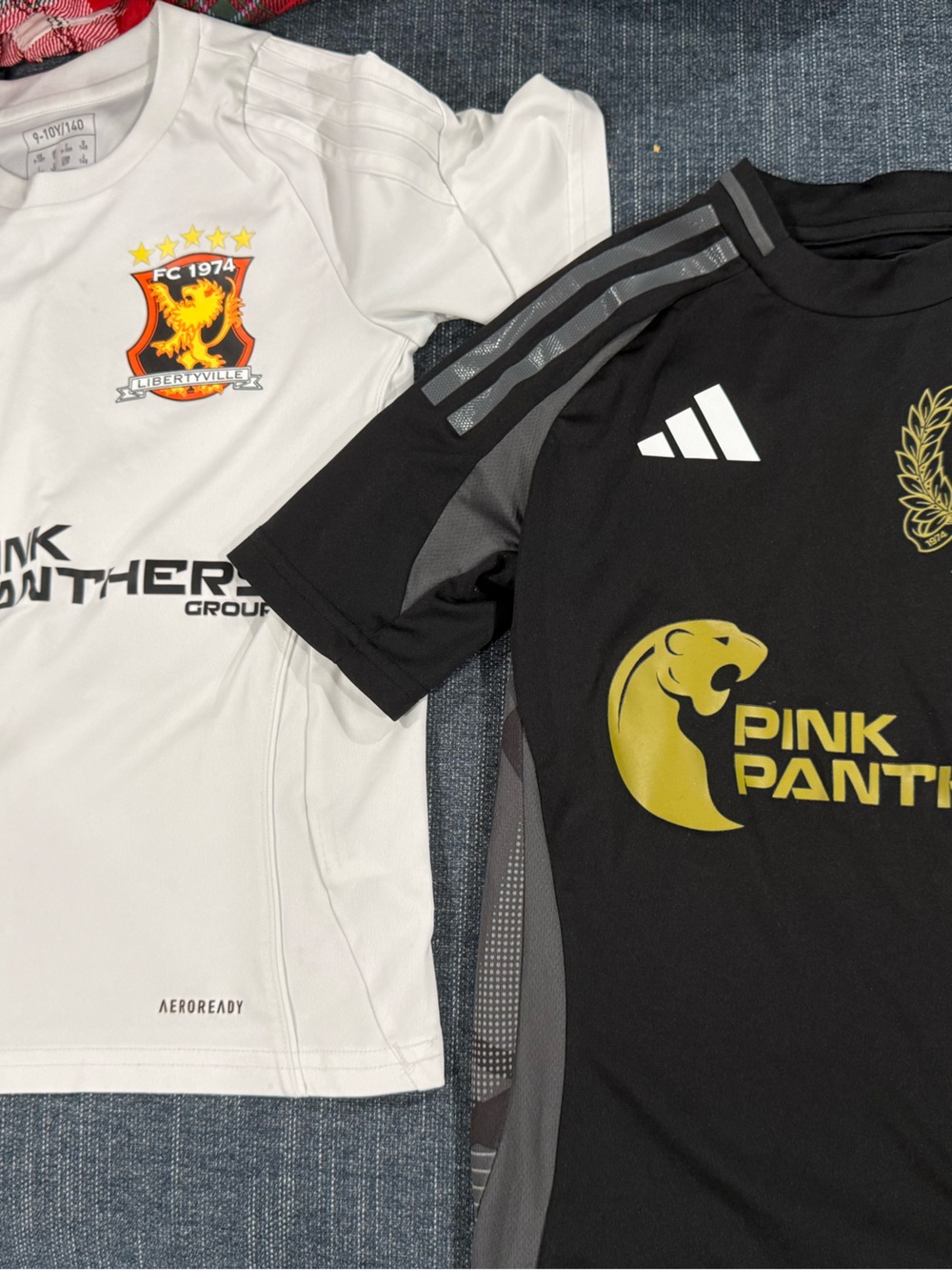 adidas Kids Short Sleeve Jersey in Black and White with Gold Graphics